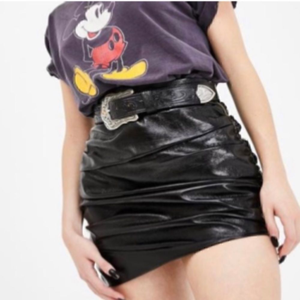 Lioness the glow up black mini metallic skirt size xs